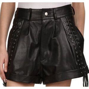 The Kooples Black Leather Shorts